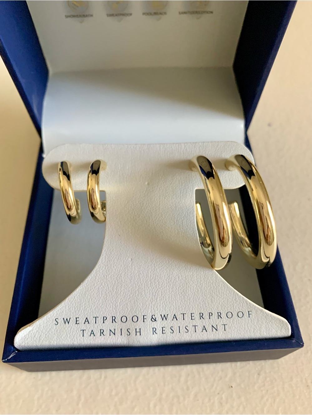 Aquamir Shiny Gold-Tone Double Hoop Earring Set - Picture 3 of 7